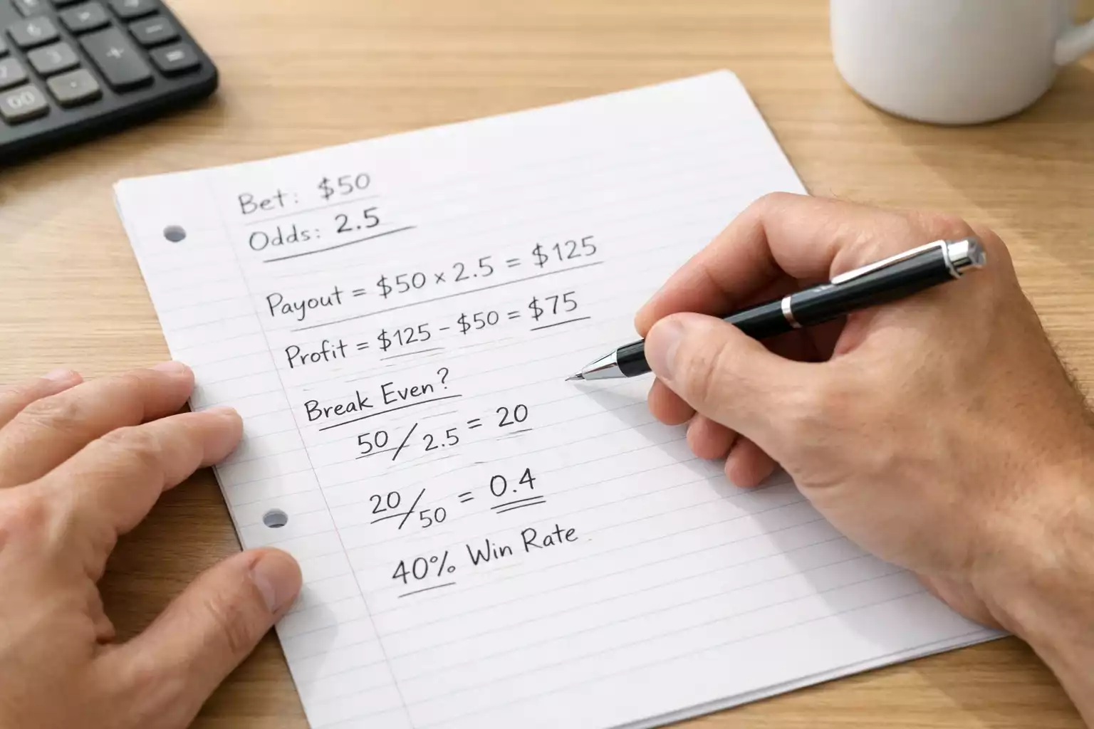 Persona haciendo cálculos en papel con bolígrafo