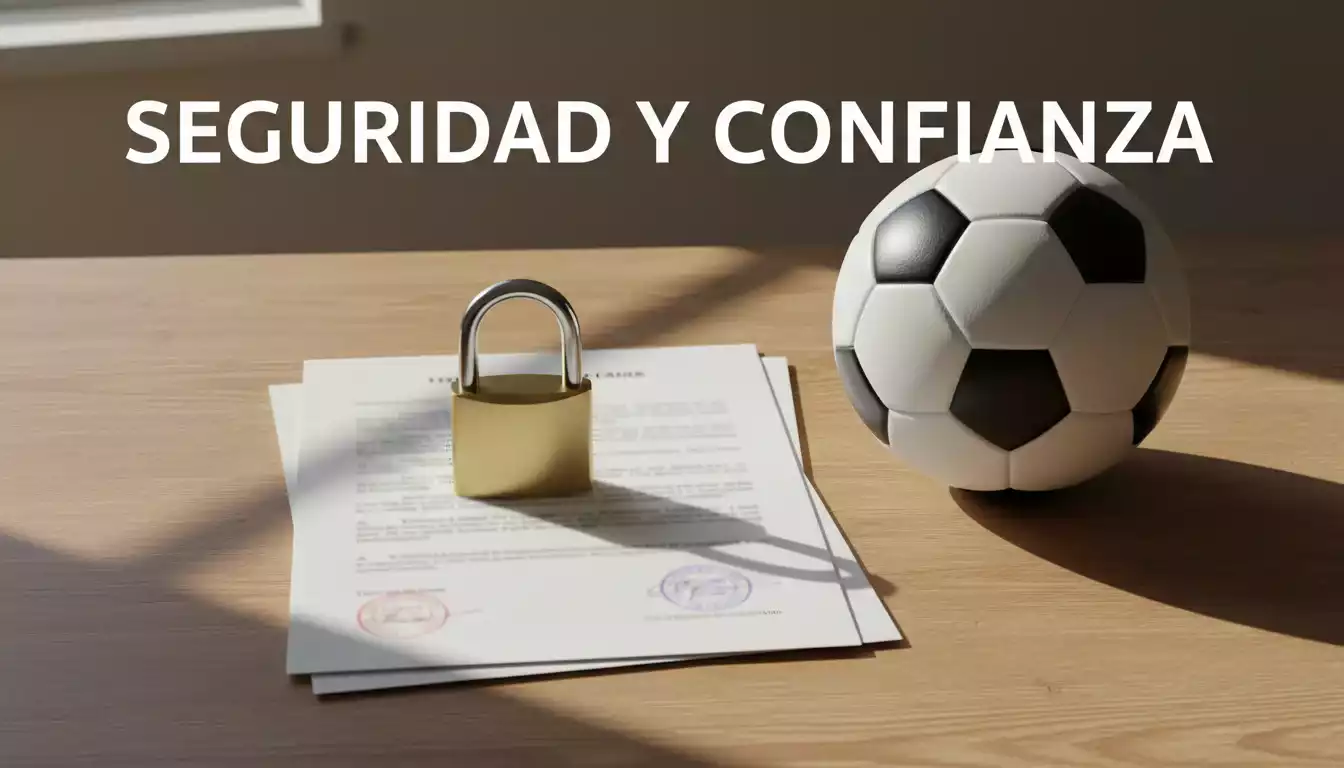 Candado de seguridad sobre un documento oficial junto a un balón de fútbol en un escritorio