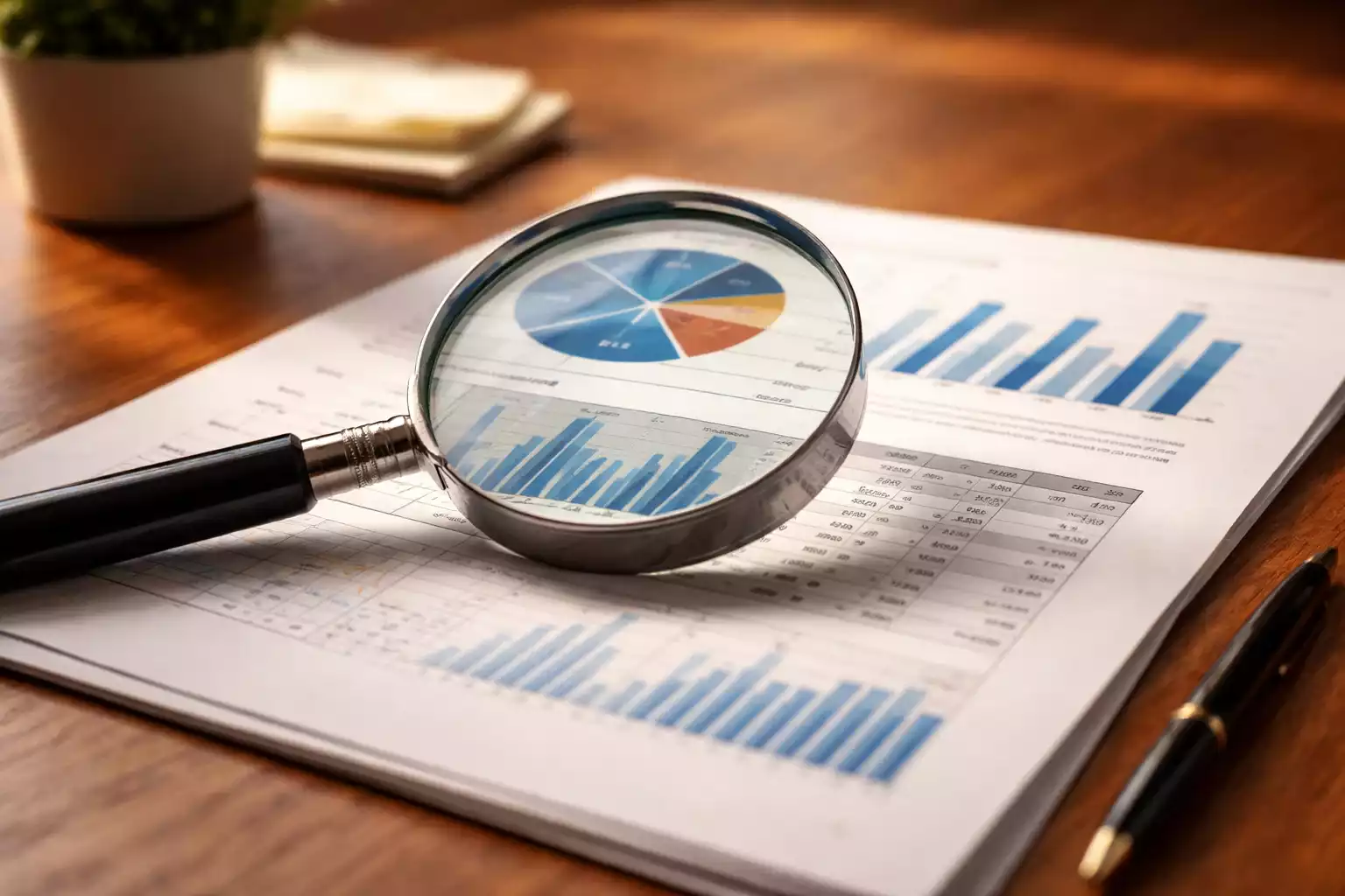 Lupa sobre documento con datos