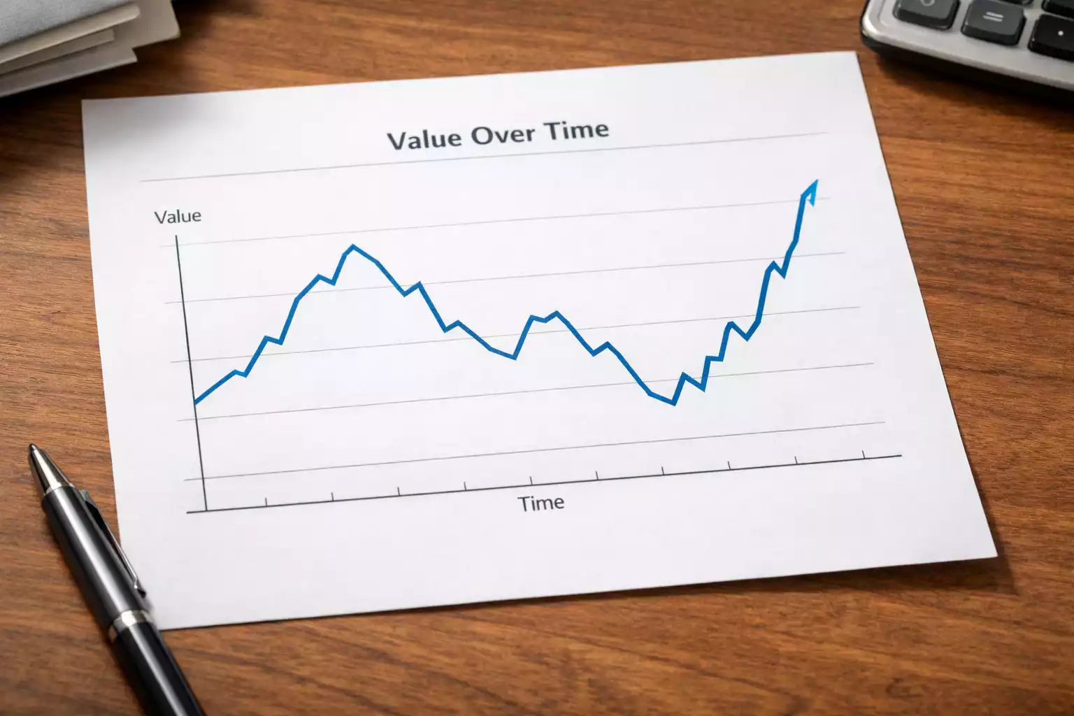 Gráfico de línea mostrando fluctuación de valores