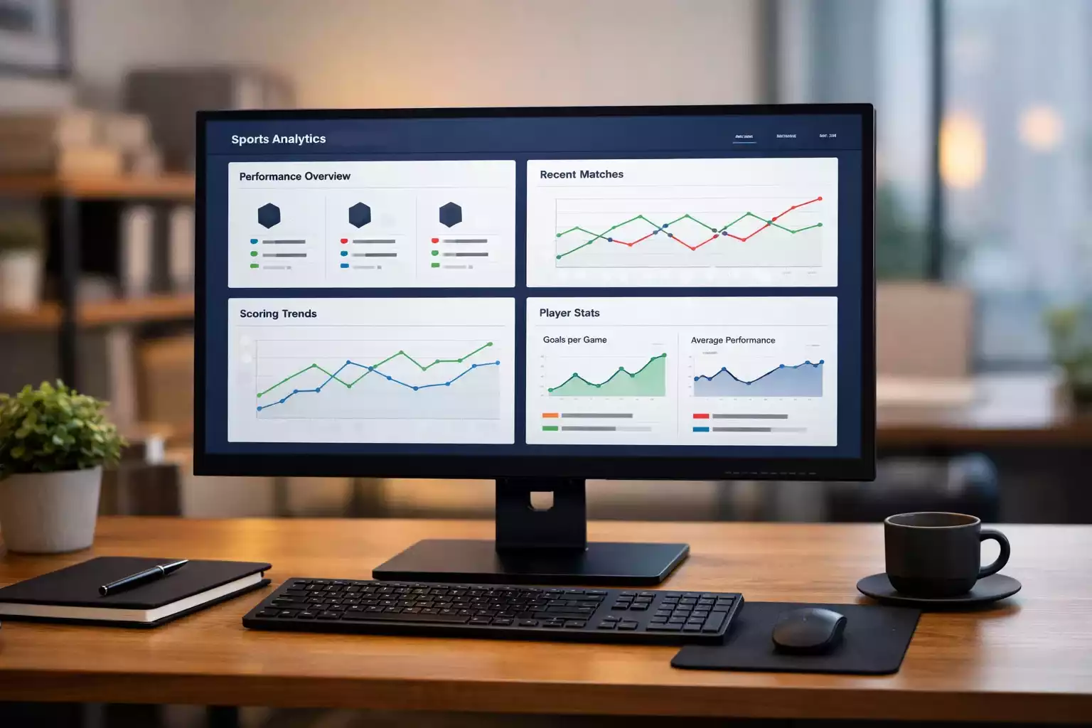 Pantalla mostrando gráficos de análisis deportivo